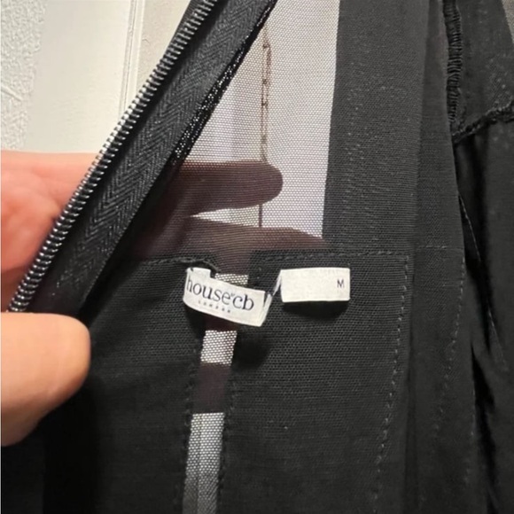 House of CB Lianna Velvet Mesh Feather Black Midi Cocktail Dress - Picture 8 of 8